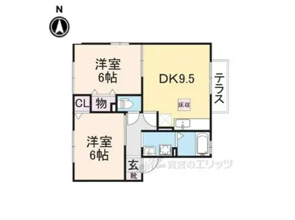 コンフォール立町 A棟(2DK/1階)の間取り写真