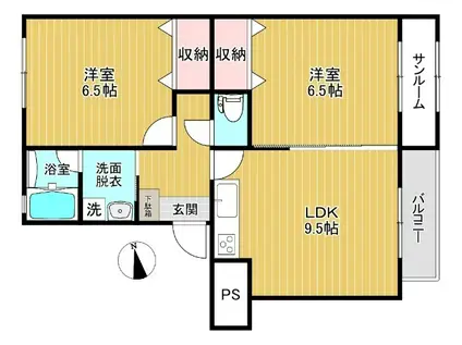 エルフメゾン東中野(2LDK/2階)の間取り写真