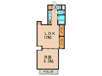コンフォルト1(1LDK/4階)の間取り写真
