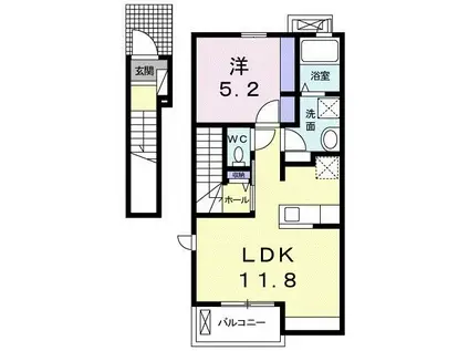 プライムキューブ千草(1LDK/2階)の間取り写真