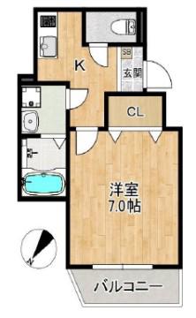 ALEGRIA姫路東(1K/3階)の間取り写真