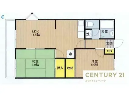 グランハイム大塚A棟(3DK/2階)の間取り写真