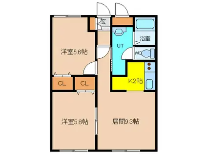 ステアSH(2LDK/3階)の間取り写真