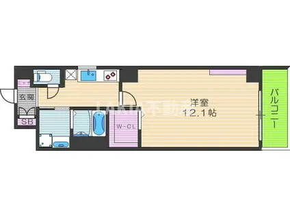 エレメント西田辺(ワンルーム/5階)の間取り写真