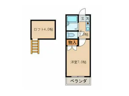 ディアパティオB(1K/2階)の間取り写真