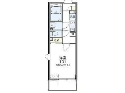 レオネクストクレードルさがみ(1K/2階)の間取り写真