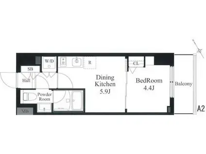 ラティエラ秋葉原(1DK/2階)の間取り写真