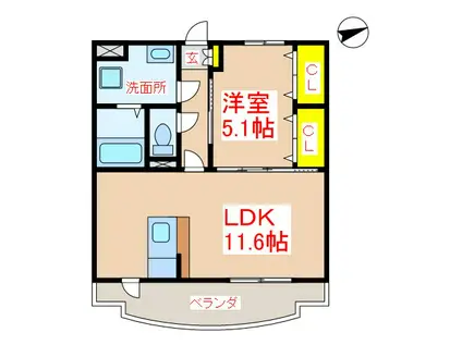 Y&M煌(1LDK/1階)の間取り写真