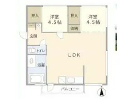 ニュー柏コーポラス(2LDK/1階)の間取り写真