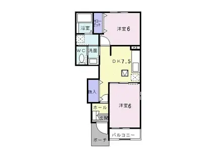 ライフサニー浅川I(2DK/1階)の間取り写真