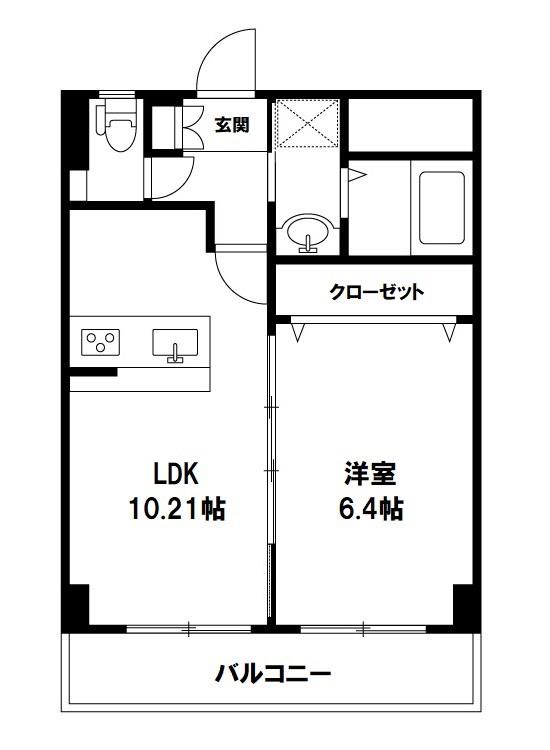 グレイスヴィラ西大畑(1LDK/4階)の間取り写真