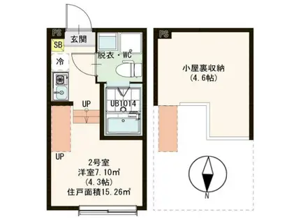 ハーモニーテラス中川IV(1K/2階)の間取り写真