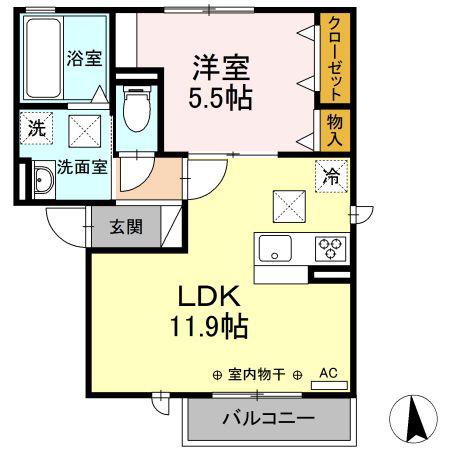 ルーセント(1LDK/1階)の間取り写真