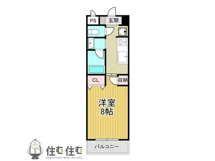 アトレ東梅坪(1K/1階)の間取り写真