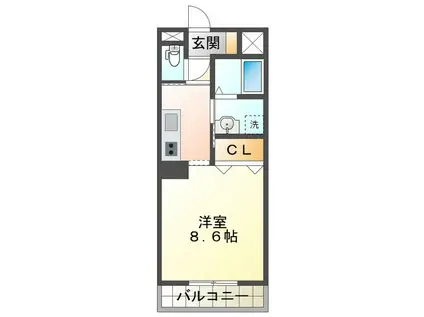 コーポバロン上浜(1K/1階)の間取り写真