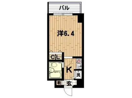コパーズアプト根岸II(1K/4階)の間取り写真
