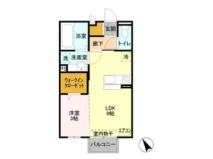 ウィット(1LDK/2階)の間取り写真