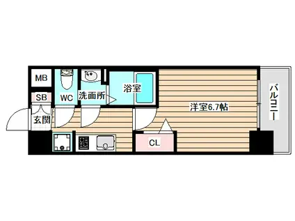 プレサンス塚本ミッドマーク(1K/4階)の間取り写真