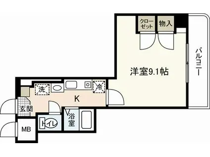 クレール西広島(1K/2階)の間取り写真