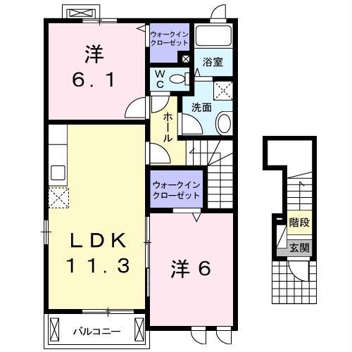 セイバリーレジデンス(2LDK/2階)の間取り写真