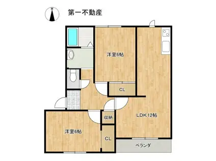 シャトー・ホリ(2LDK/2階)の間取り写真