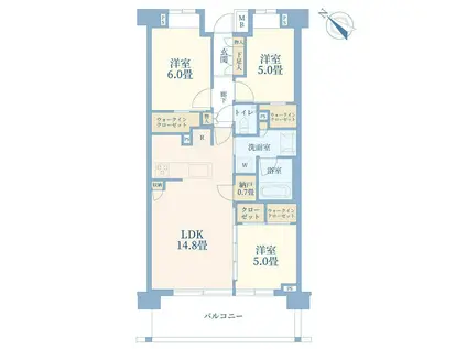 バウス品川戸越(3LDK/4階)の間取り写真