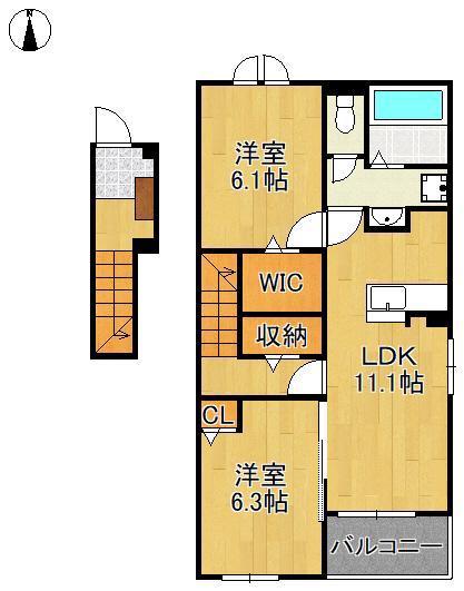 プリマベーラ(2LDK/2階)の間取り写真