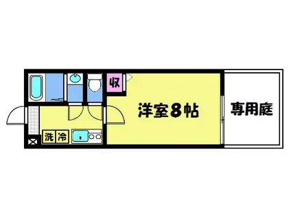 フラッティ丸太町御前(1K/1階)の間取り写真