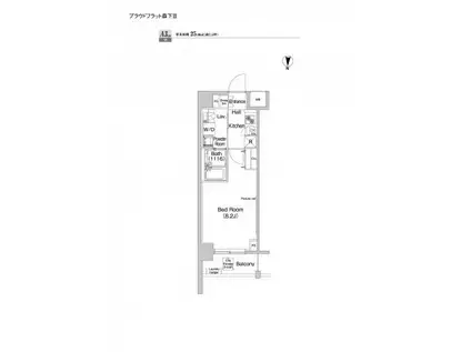 プラウドフラット森下III(1K/4階)の間取り写真