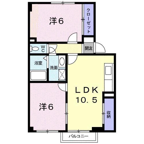 ビューレンゲB(2LDK/2階)の間取り写真