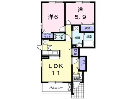 ミルフィーユ A(2LDK/1階)の間取り写真