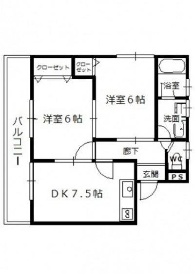 ファミリオ中田(2DK/2階)の間取り写真