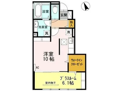 シールームII(ワンルーム/1階)の間取り写真