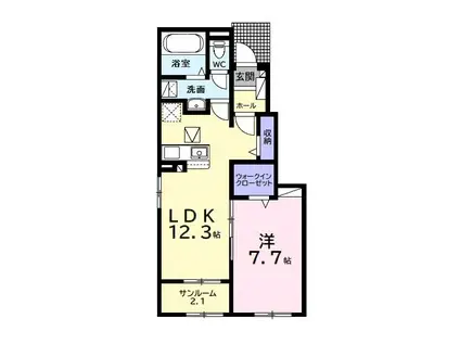 ドマーニA(1LDK/1階)の間取り写真
