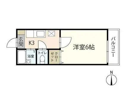 ハイツ緑井(1K/2階)の間取り写真