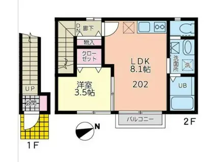 LUMINARE台原II(1LDK/2階)の間取り写真