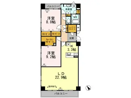 クレストスクエア(2LDK/5階)の間取り写真