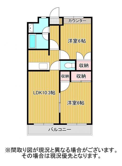 ESPLANADE中原(2LDK/3階)の間取り写真