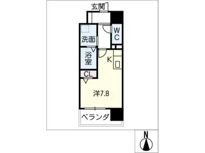 ATRIO鶴舞(ワンルーム/14階)の間取り写真