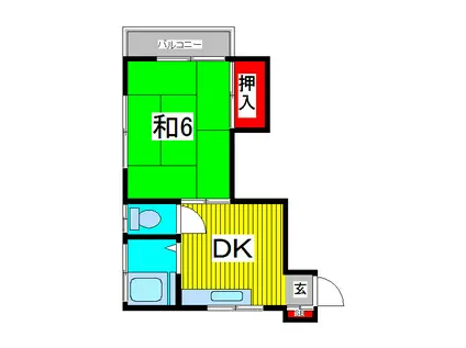 ハイツ須賀A棟(1DK/2階)の間取り写真
