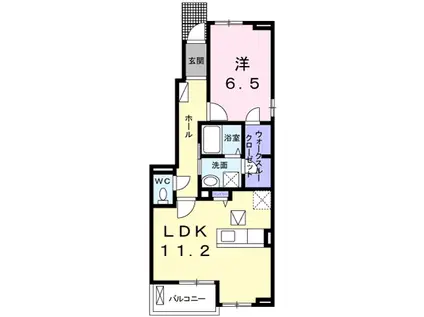 アウローラ古祖原A(1LDK/1階)の間取り写真