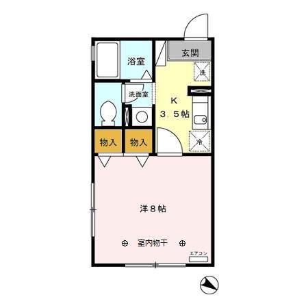 コスミオンII(1K/1階)の間取り写真