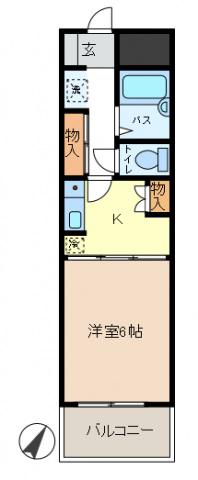 ロイヤルクレセント(1K/4階)の間取り写真
