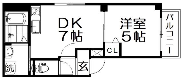 PARKS枚方(1DK/4階)の間取り写真
