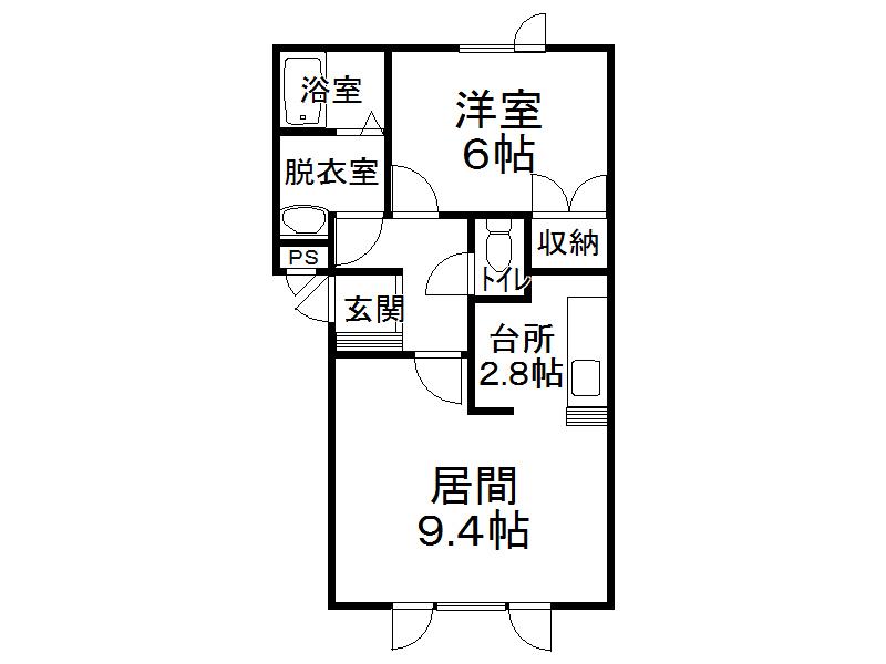 ポーラアルファ(1DK/1階)の間取り写真