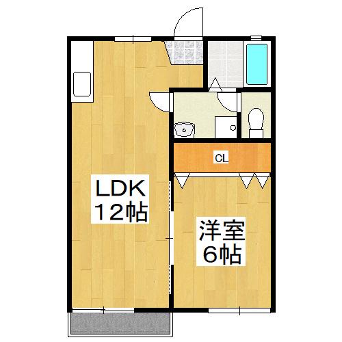 湯浅コーポA(1LDK/2階)の間取り写真