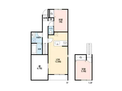 ル・グリ(2SLDK/1階)の間取り写真