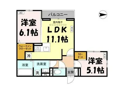 D-ROOM大林(2LDK/1階)の間取り写真