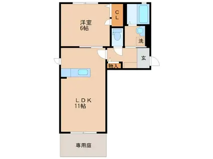 プリマヴェーラ(1LDK/1階)の間取り写真