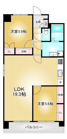 グレイスコート千代田(2LDK/5階)の間取り写真